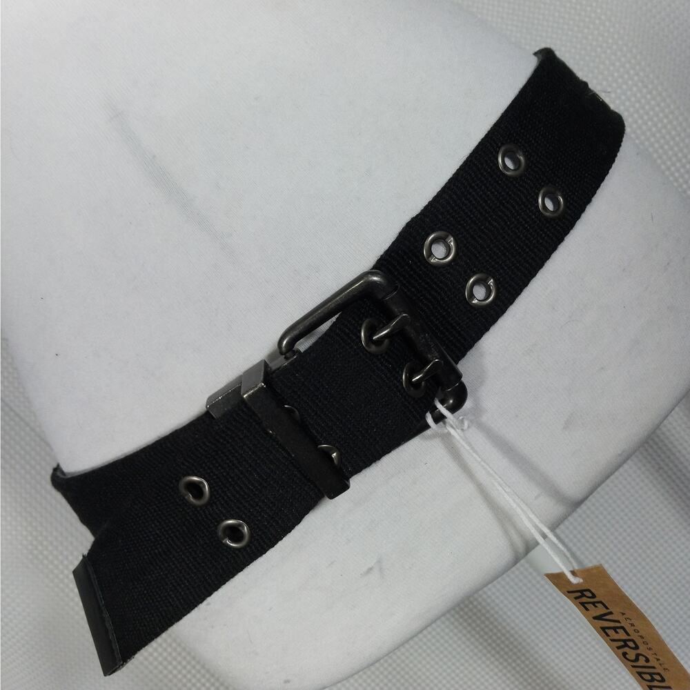 NWT! AEROPOSTALE! BLACK, GRAY REVERSIBLE RIVETED DETAIL MIDNIGHT BUCKLE BELT! M - Picture 2 of 16